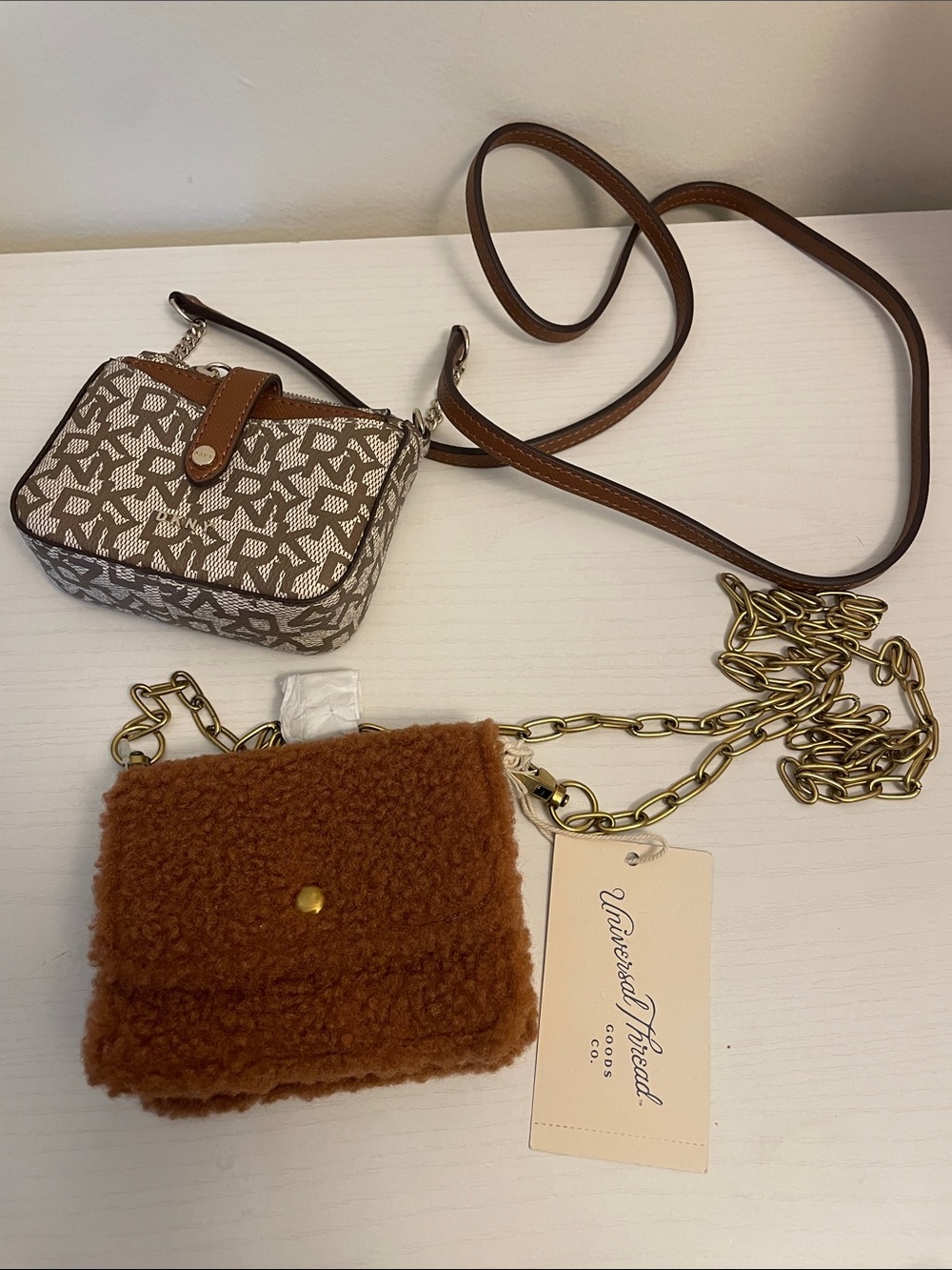 Universal Thread Tan/Brown Sherpa and DKNY Mini card Crossbody Bags